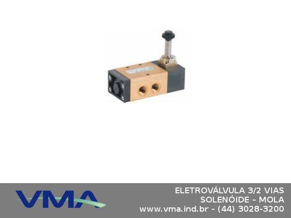ELETROVÁLVULA 3/2 VIAS SOLENÓIDE – MOLA